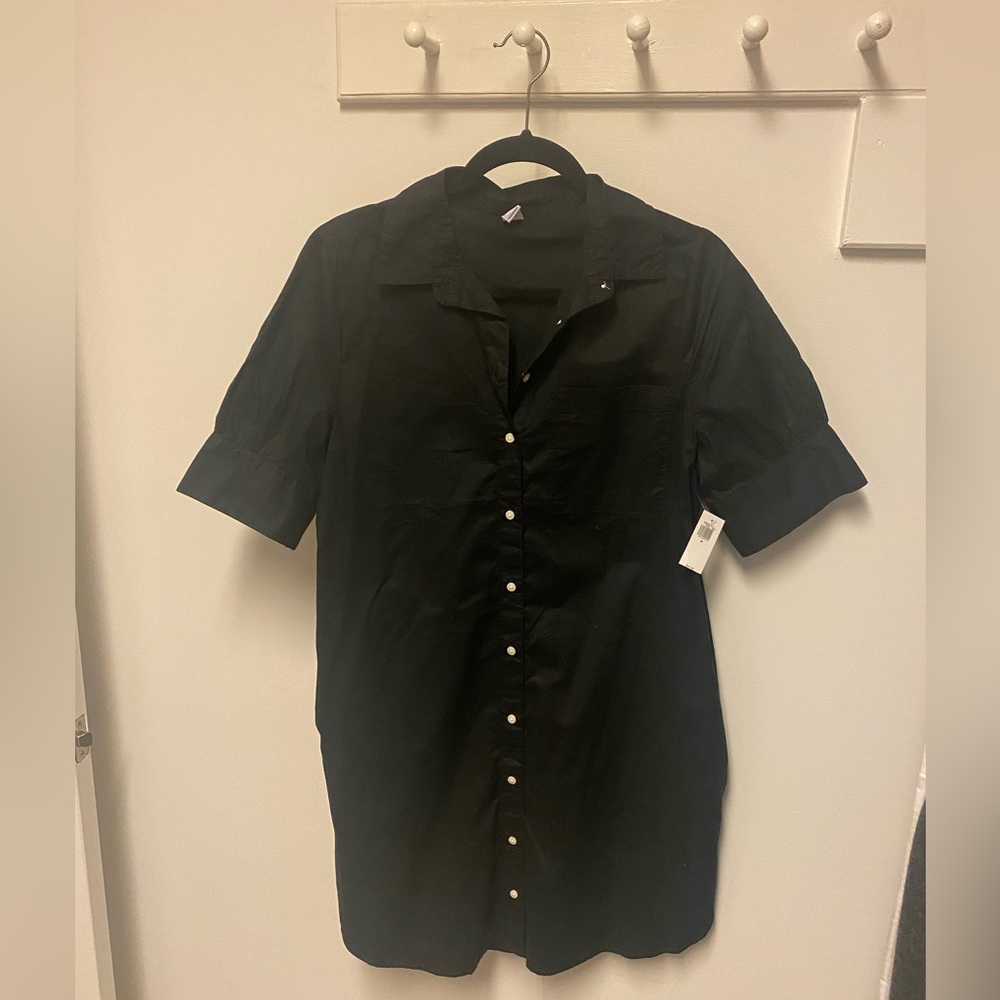 Old Navy Short Sleeve Shirt Dress in black, size M - Picture 2 of 8